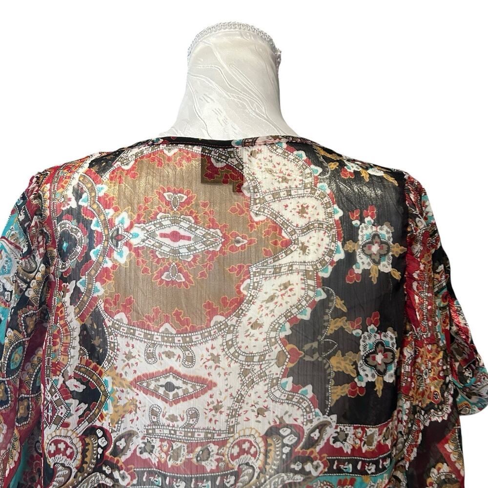 Vintage Y2K Sheer Red Floral Top Large Grunge Fairy - Picture 7 of 12
